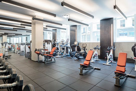 State-of-the-art fitness center with equipment curated by Equinox and private yoga and training studio.