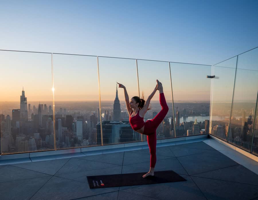 Rooftop yoga at the Edge NYC