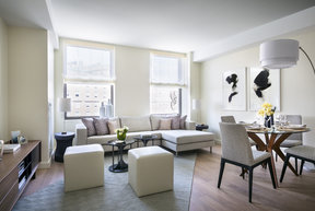 Experience premium brushed wide plank wood floors in your luxury rental apartment.