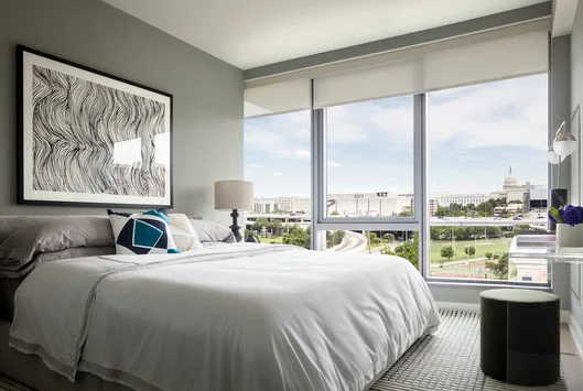 One Hill South offers gracious, light-filled bedrooms. 