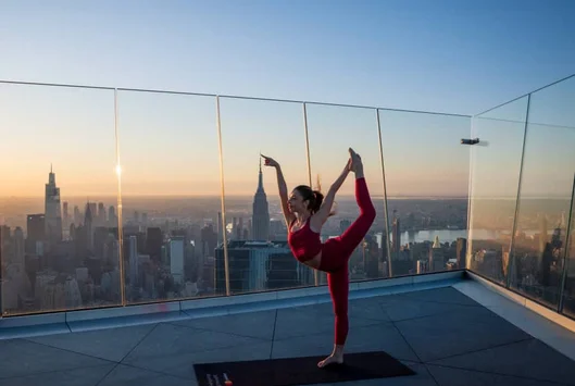 Rooftop yoga at the Edge NYC