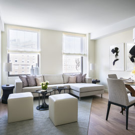 Experience premium brushed wide plank wood floors in your luxury rental apartment.
