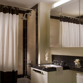 Custom bathrooms with Botticino beige marble
