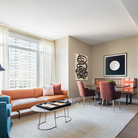 Apartments include custom interiors by Robert A.M. Stern Architects featuring expansive windows designed for maximum light, views, sound attenuation and energy efficiency.