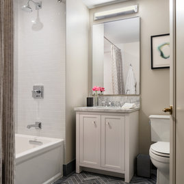 Second bathroom allows extra space and storage for family and guests.