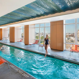 1214 Fifth Avenue's heated, 60-foot indoor pool is the true lap of luxury: pristine and staffed with a professional lifeguard during business hours.