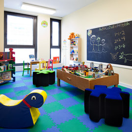 Toys, books and games make our children's playroom the perfect place for kids and their parents to relax, have fun and make friends.