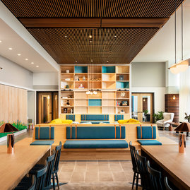 Contemporary, welcoming amenity spaces.