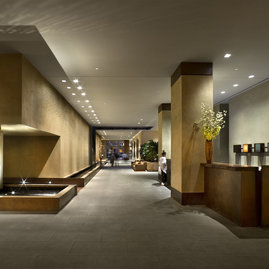The lobby is a calming haven thanks to nature-inpsired design by Clodagh and the 24-hour concierge and doorman.