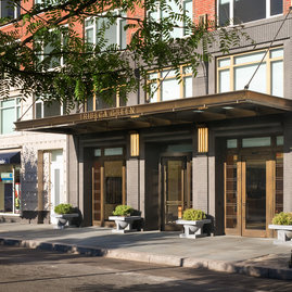 Designed by Robert A. M. Stern Architects, Tribeca Green recalls the historical architecture of buildings in the adjacent Tribeca neighborhood.