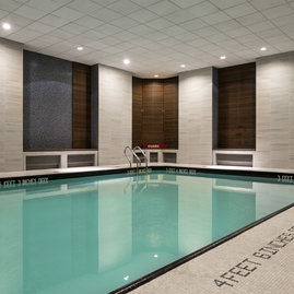 A heated swimming pool flooded with natural light, adjacent to a state-of-the-art health and fitness center, will inspire you to meet your fitness goals.