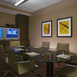 A fully furnished and wired conference room.