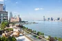 Mathews Nielsen designed rooftop with BBQ offers a panoramic vista of the Hudson River.