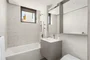 Bathrooms are equipped with heated floors, rain shower head system, and stainless steel plumbing. 