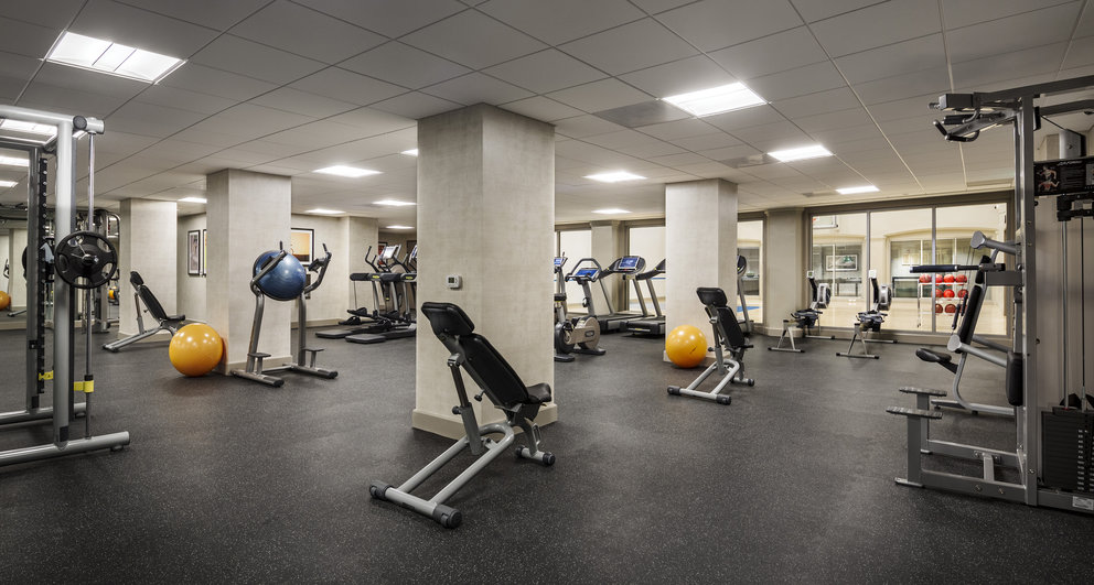 Getting to the gym is easy when you have a state-of-the-art fitness center in your own building.