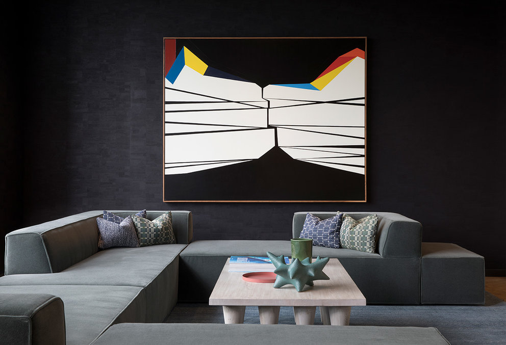 Bay Area artist Clare Rojas’ large-scale oil on linen provides a striking centerpiece to the 11th floor Sports Bar.