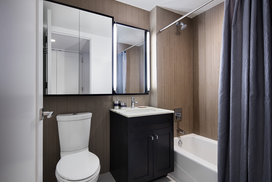 Custom Bathrooms feature marble baths with oversized custom medicine cabinets