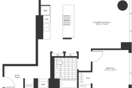 1 bedroom corner unit floor plan