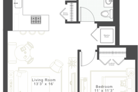 1 bedroom floor plan