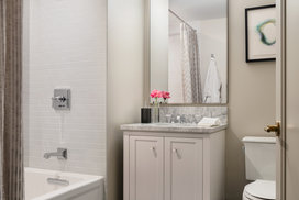 Second bathroom allows extra space and storage for family and guests.
