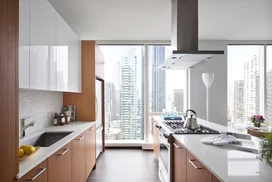 Gourmet kitchens with Snaidero duotone cabinetry and quartz countertops