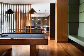 Game room with billiards, cards tables, and more