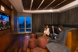 Adjacent to the entertainment lounge, 1214 Fifth Avenue's state-of-the-art media room.