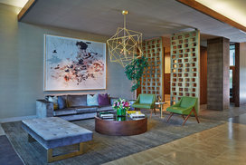 Stunning lobby designed by celebrated Marmol Radziner + Associates.