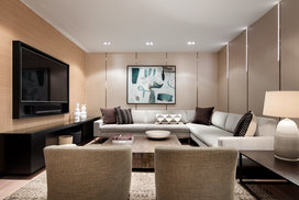 The private resident's lounge is designed by architect Robert A.M. Stern.