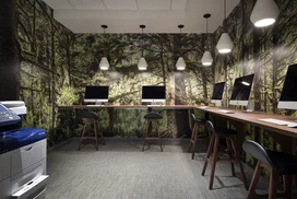 The technology lounge is fully equipped for resident's convenience. 