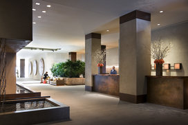 The lobby is a calming haven thanks to nature-inpsired design by Clodagh and the 24-hour concierge and doorman.