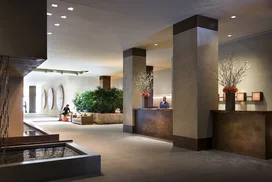 The lobby is a calming haven thanks to nature-inpsired design by Clodagh and the 24-hour concierge and doorman.