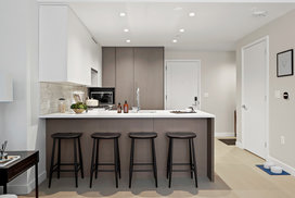 Open kitchen with custom cabinetry, premium stainless steel, gas appliances and flexible dining space