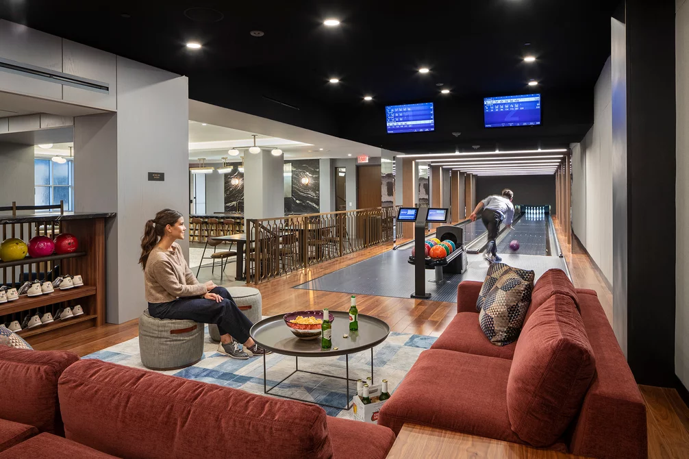 Enjoy bowling with friends in your private two-lane bowling alley.