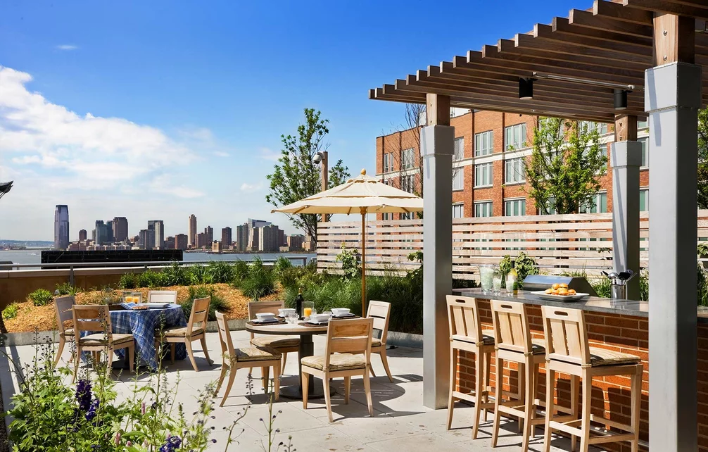 Dine al fresco on the rooftop sun terrace to take in the sweeping views.