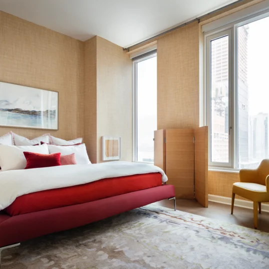 Soaring 10-foot ceilings and grand windows allow for stunning views and light-filled living.