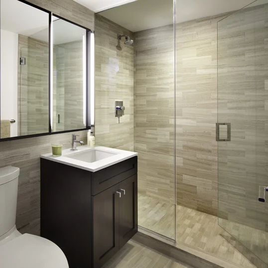 Custom bathrooms with oversized custom medicine cabinets.