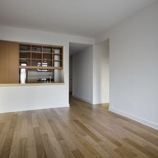 Open living and dining areas.