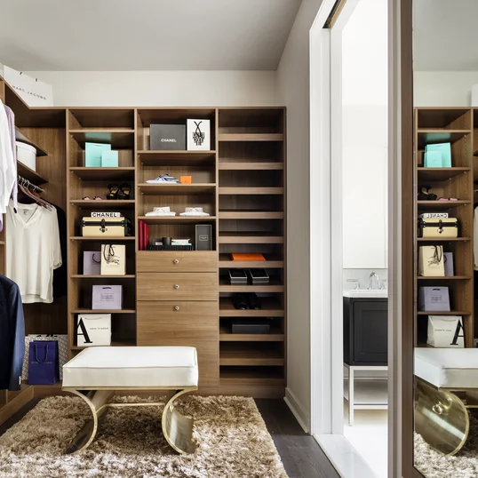 Spacious walk-in closets customized to each apartment.