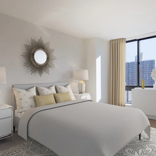 Sun-drenched bedrooms with expansive custom closet space.