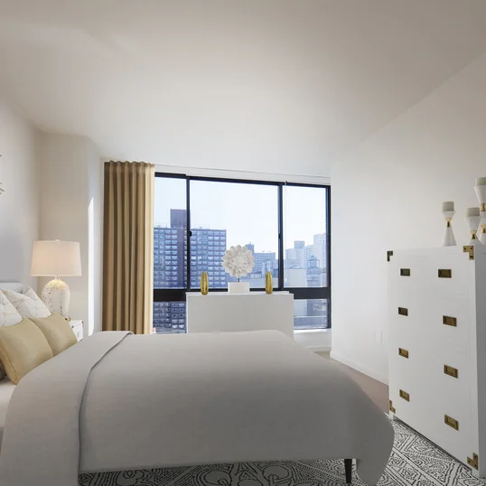 Sun-drenched bedrooms with expansive custom closet space.