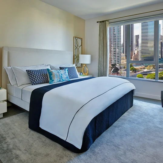 Expansive windows open to sweeping views of Downtown LA and beyond.