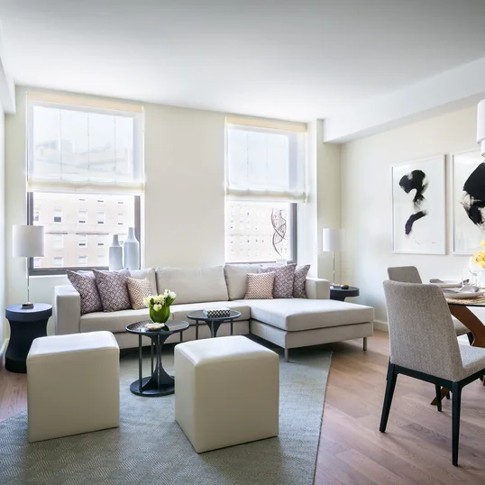 Light-filled living and dining areas are impeccably finished with the finest features.