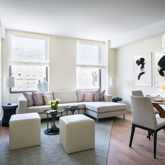 Experience premium brushed wide plank wood floors in your luxury rental apartment.