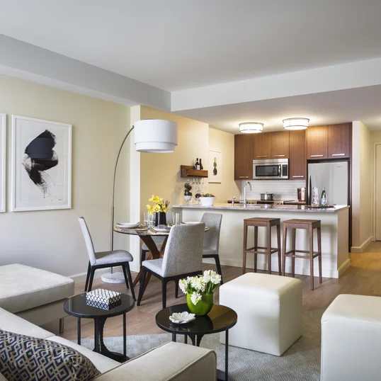 Light-filled living and dining areas are impeccably finished with the finest features.