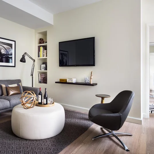 Experience premium brushed wide plank wood floors in your luxury rental apartment.