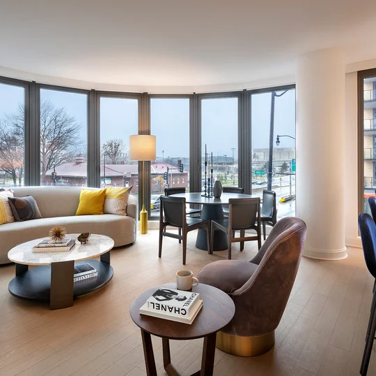 Custom five-inch wide oak hardwood flooring throughout living spaces.