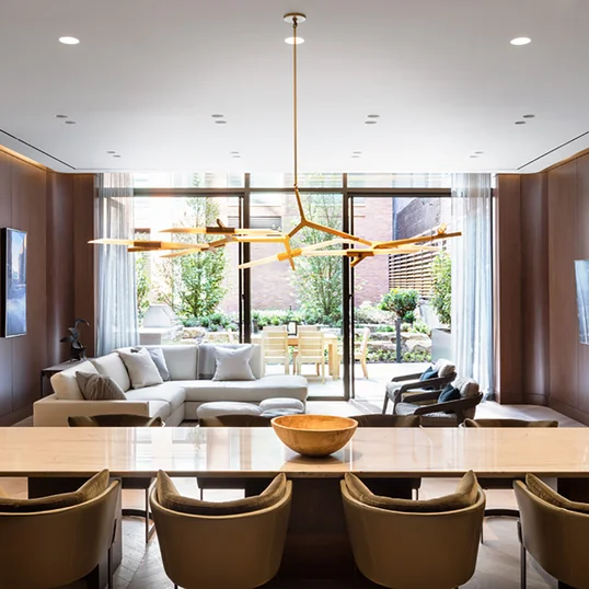 Stunning library with terrace designed by David Rockwell