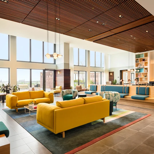 Cozy up with a book in the glow of the fireplace.