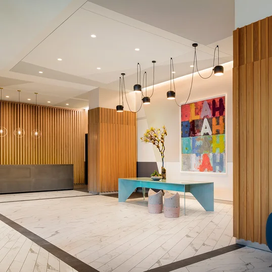 The lobby has a 24 hour concierge.